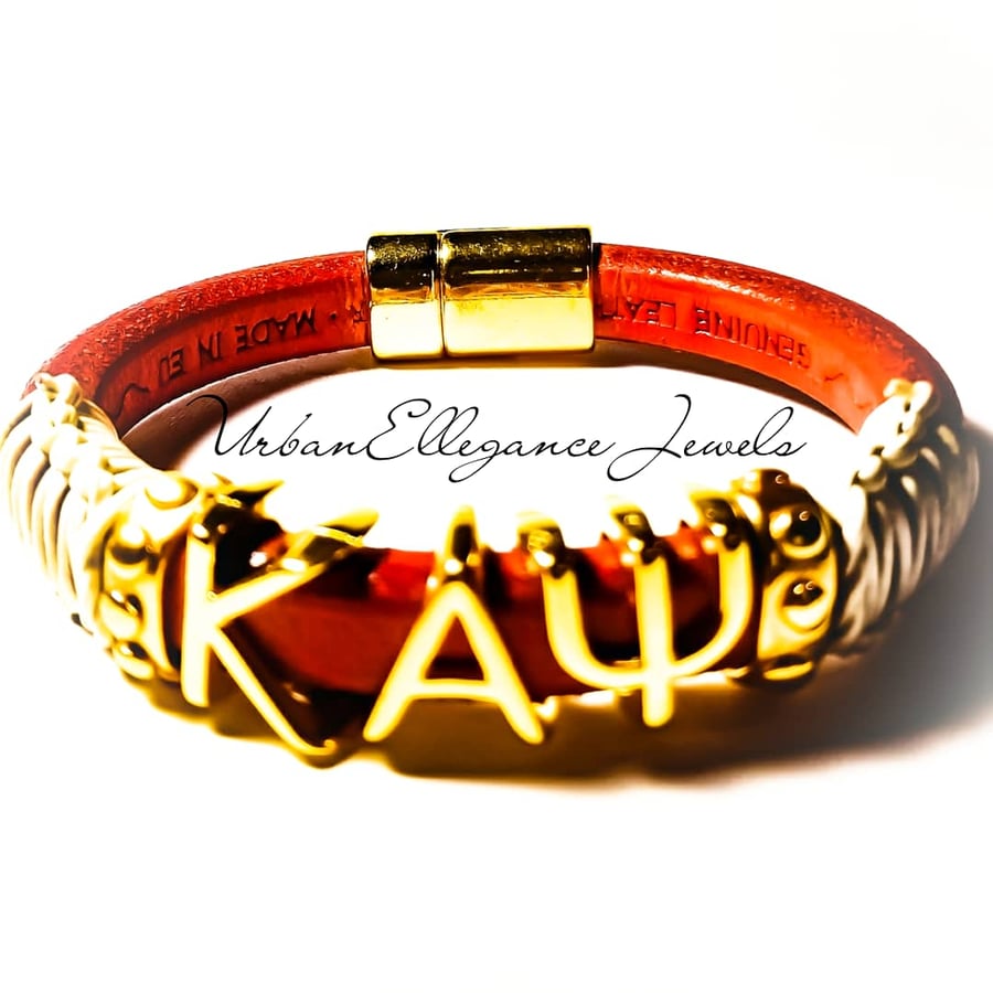 Image of New!! Kappa Alpha Psi Leather Bangle Bracelet 