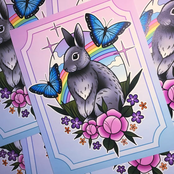 Image of 'Rainbow Bunny' Print