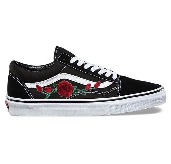 black vans with roses uk