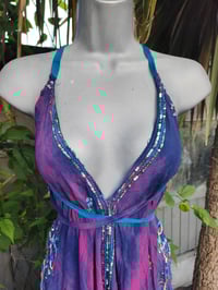 Image 3 of Mykonos tie dye jewelled jumpsuit - purple blue