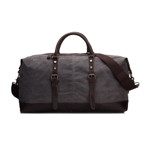 Handmade Washed Canvas Leather Travel Bag Duffle Bag Holdall Luggage ...