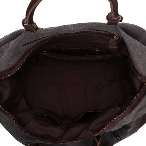 Image of Handmade Washed Canvas Leather Travel Bag Duffle Bag Holdall Luggage Weekender Bag 12031