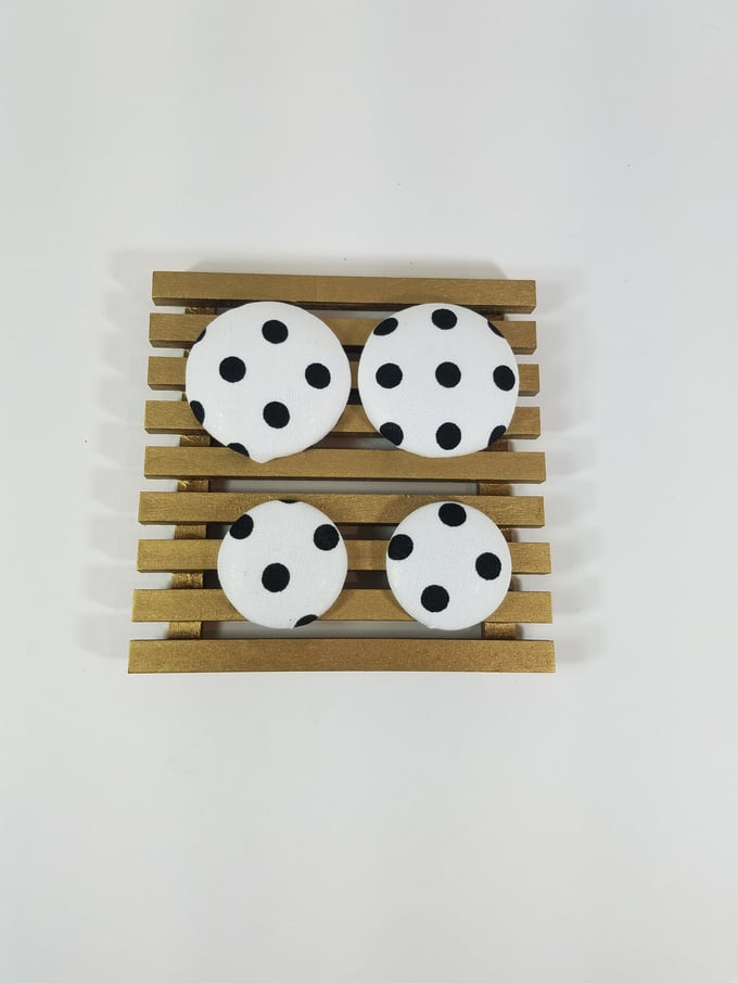 Image of White/Black Polka-Dot Button Earrings