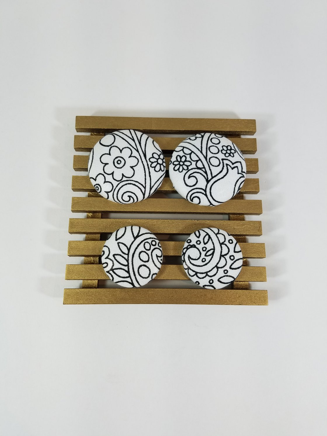 Image of White/Black Flower Button Earrings