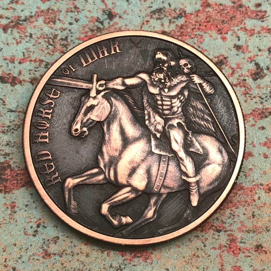 Image of Red Horse of War 1oz Copper Challenge Coin