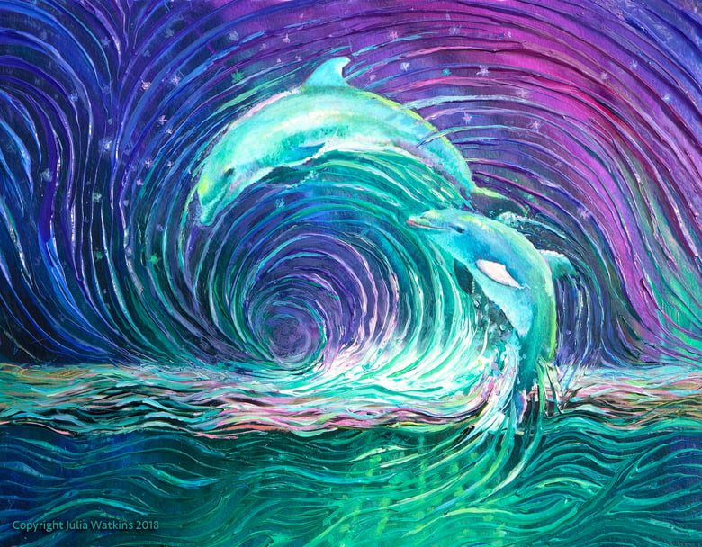 Image of Dolphin Dance Energy Painting - Giclee Print