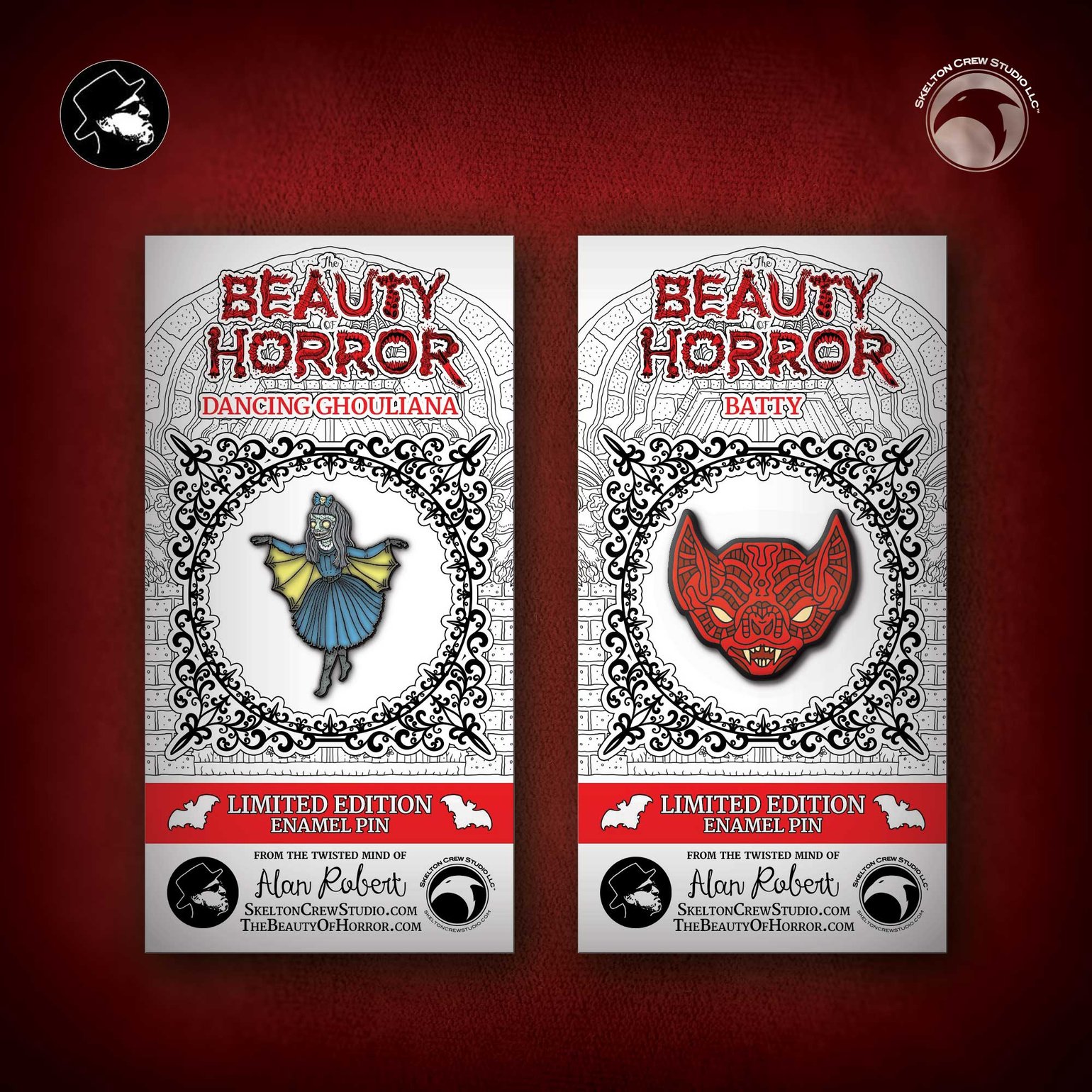Image of The Beauty of Horror: Limited Edition Ghouliana and Batty enamel pins! 
