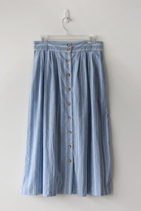 Image of SOLD Cotton Striped Button Down Skirt