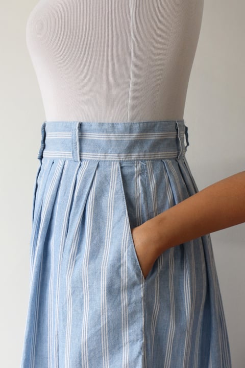 Image of SOLD Cotton Striped Button Down Skirt