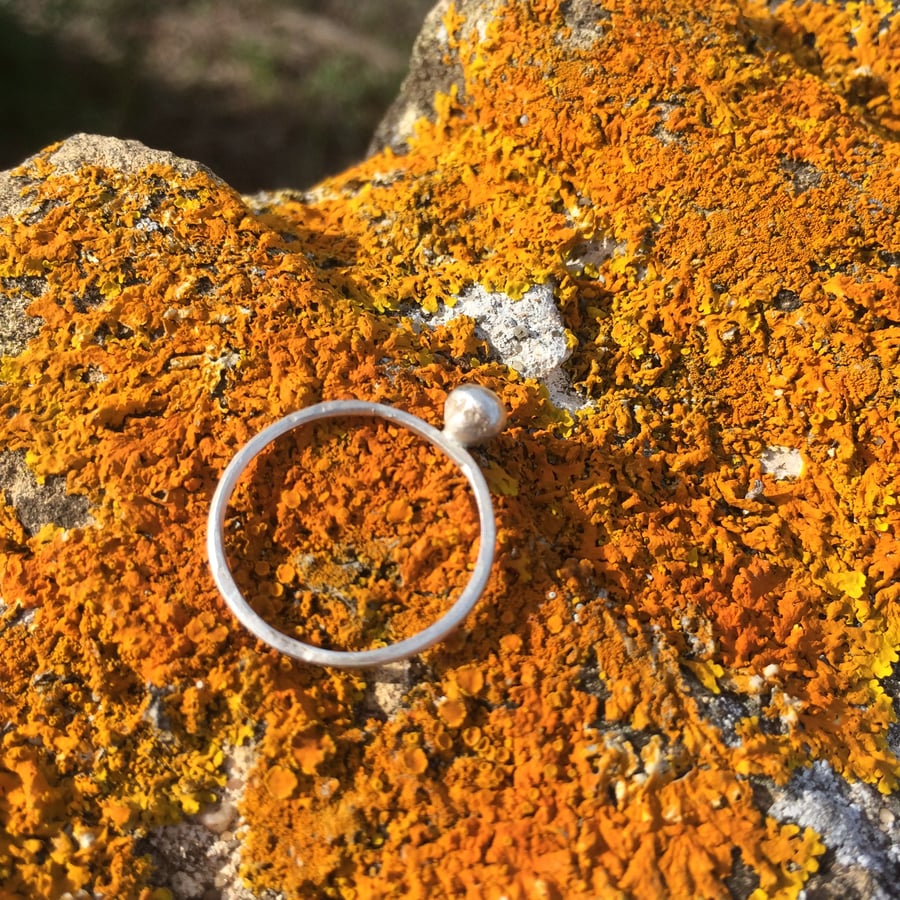 Image of Pure Silver Ring with Silver Ball Feature