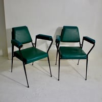 Image 3 of Pair of Italian Armchairs with Metal Frames, 1950s