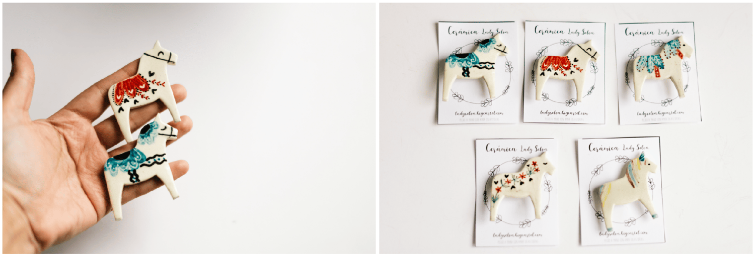 Image of Broche de cerámica Dala y Broche Unicornio