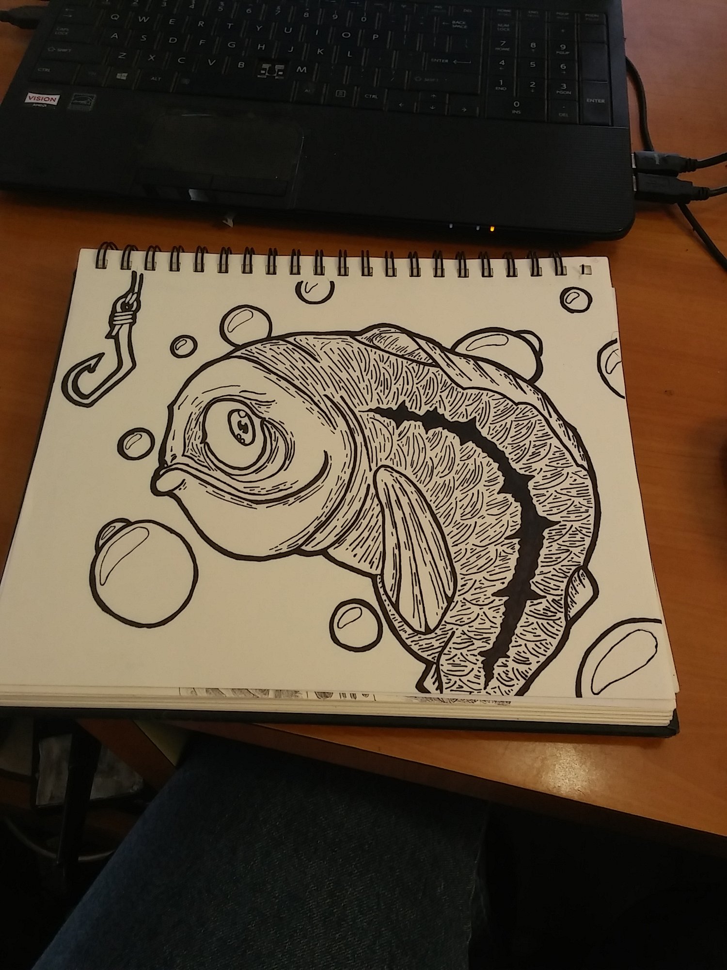Chubby fish 8.5x11" doodle
