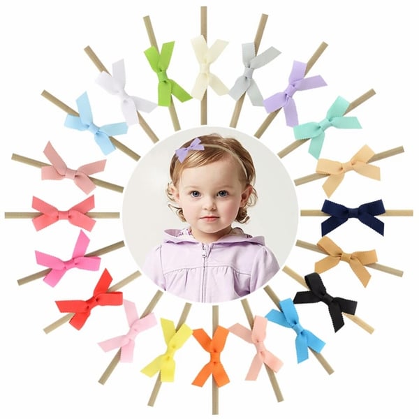 Image of BUNDLE DEAL- 20 pc Nylon 2.5 Inch Ribbon Bow Headbands