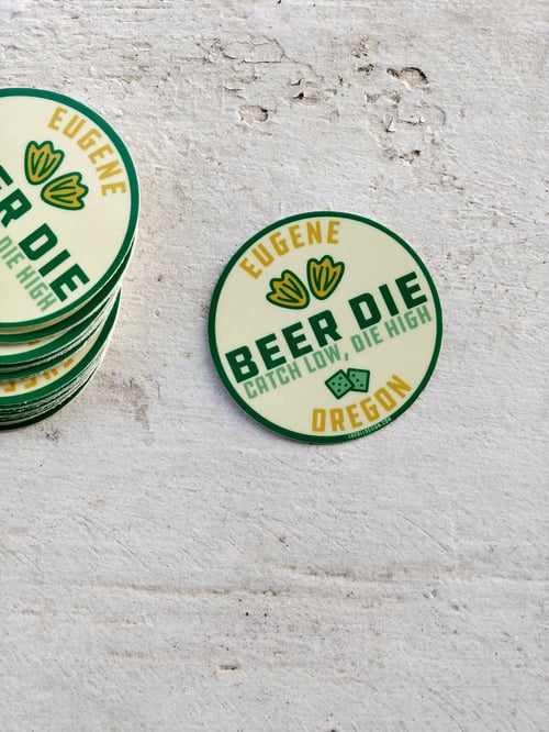 Image of Eugene Beer Die Sticker (Pack of 5)