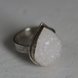 Image of Large Silver White Druzy ring