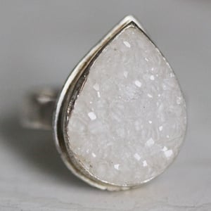 Image of Large Silver White Druzy ring