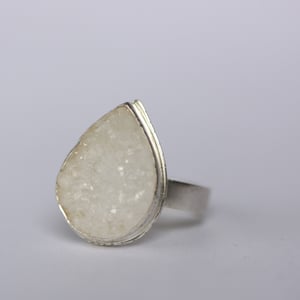 Image of Large Silver White Druzy ring