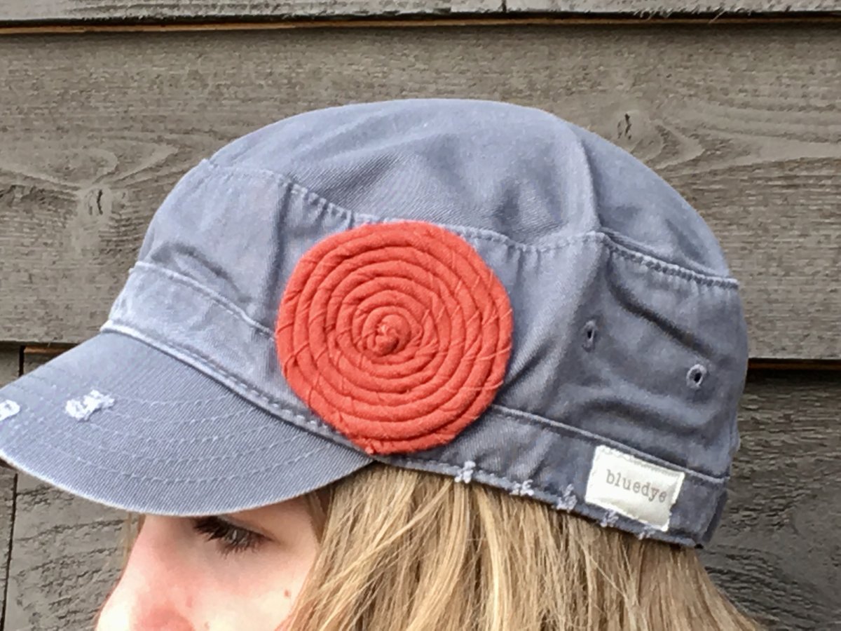 Image of Light Grey Hat/Rust Flower