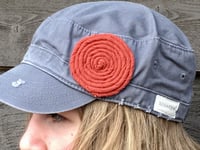 Image 4 of Light Grey Hat/Rust Flower