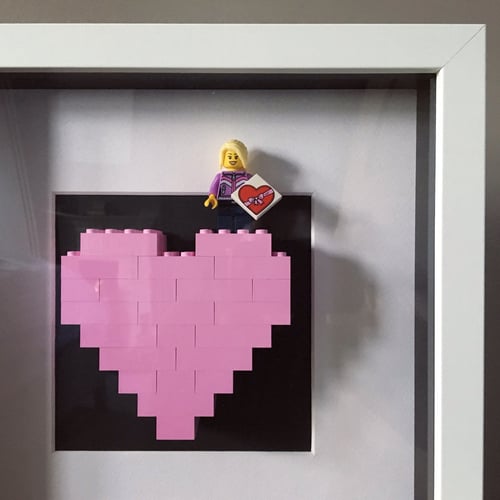 Image of Framed Pink Lego® Heart & Mini Figure