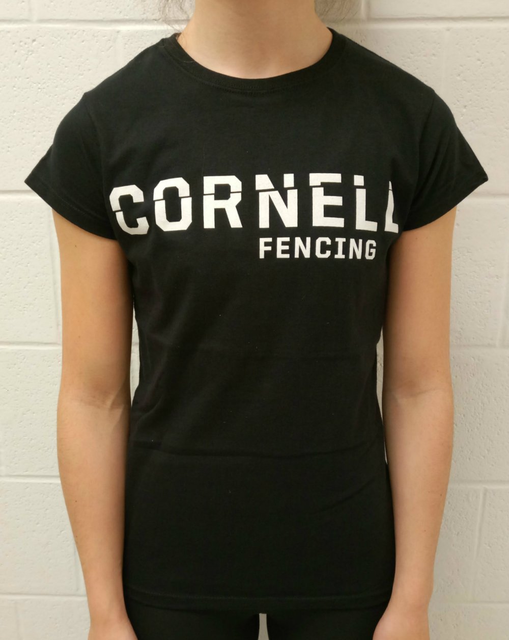 Image of Cornell Fencing (White) T-Shirt w/ Weapon on Back