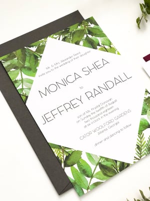 Image of Monica - Diamond Greenery wedding invitation suite