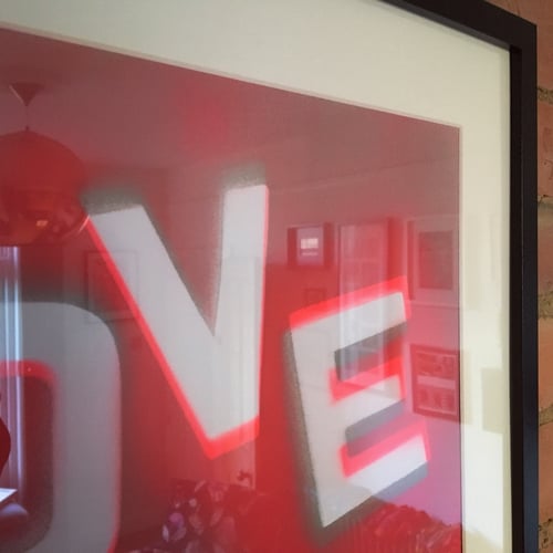 Image of Framed 'Love' in Neon Red & Mint