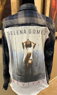 Vintage Blue/White Flannel Shirt Selena Gomez