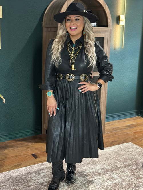 Image of Sincerely Ours Black Vegan Leather Dress