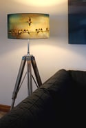 'Swallows' Drum Lampshade by Lily Greenwood (45cm, Floor Lamp or Ceiling)