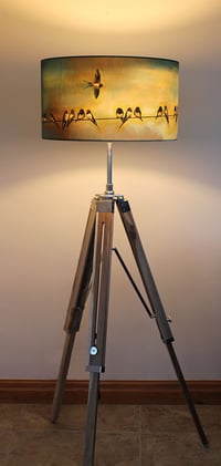 Image 5 of 'Swallows' Drum Lampshade by Lily Greenwood (45cm, Floor Lamp or Ceiling)