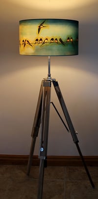 Image 6 of 'Swallows' Drum Lampshade by Lily Greenwood (45cm, Floor Lamp or Ceiling)