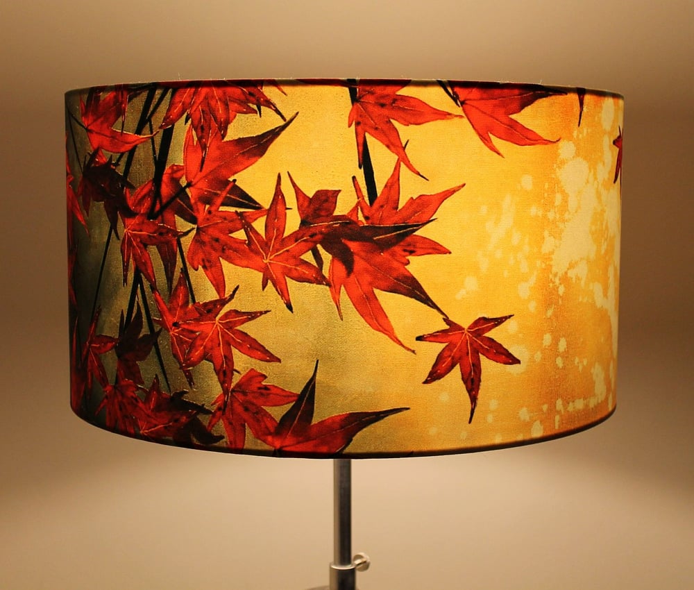 'Japanese Maple' Drum Lampshade by Lily Greenwood (45cm, Floor Lamp or