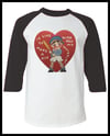 Vintage Valentine's Day Card "Make A Hit With You" Graphic Pink Raglan T-Shirt Youth & Adult