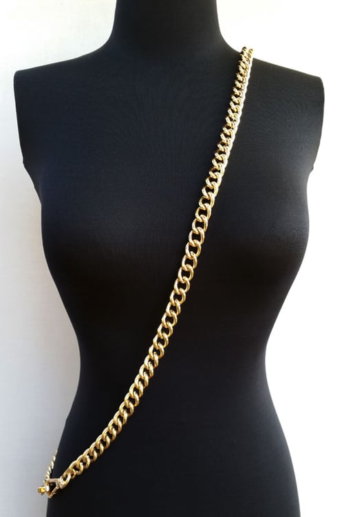 Image of GOLD Chain Luxury Strap - Large Classy Curb Chain - 7/16" (12mm) Wide - Choose Length & Hooks/Clasps