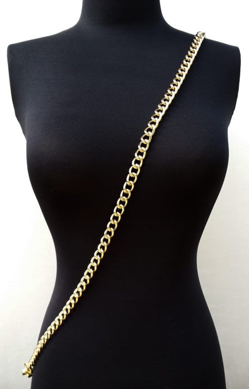Image of LIGHT GOLD Chain Luxury Strap - Large Classy Curb - 7/16" (12mm) Wide - Choose Length & Hooks/Clasps