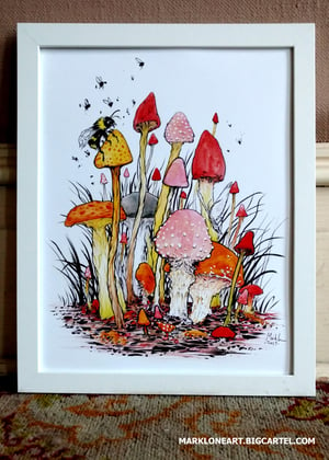Image of mushrooms 11x14 in print W/FREE SHIPPING