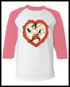 Vintage Valentine's Day Card "Russian To Be Your Valentine" Graphic Pink Raglan T-Shirt Youth Adult