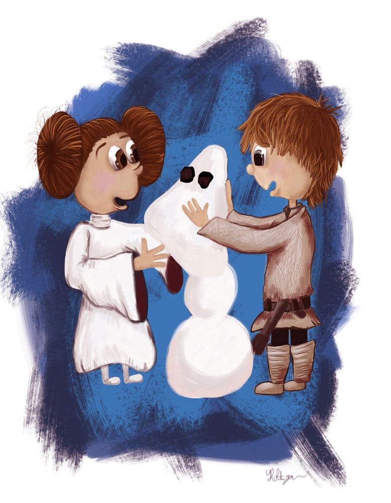 Image of Luke and Leia build a snowman