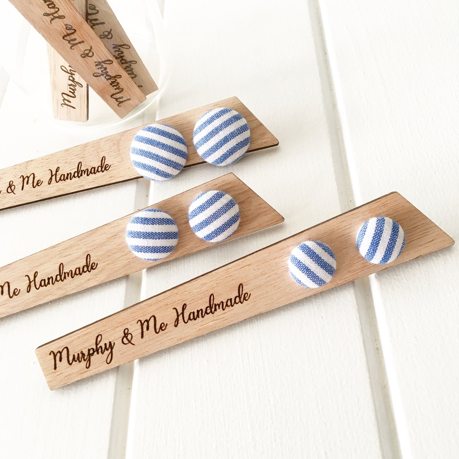 Image of Chambray Stripe Fabric Studs