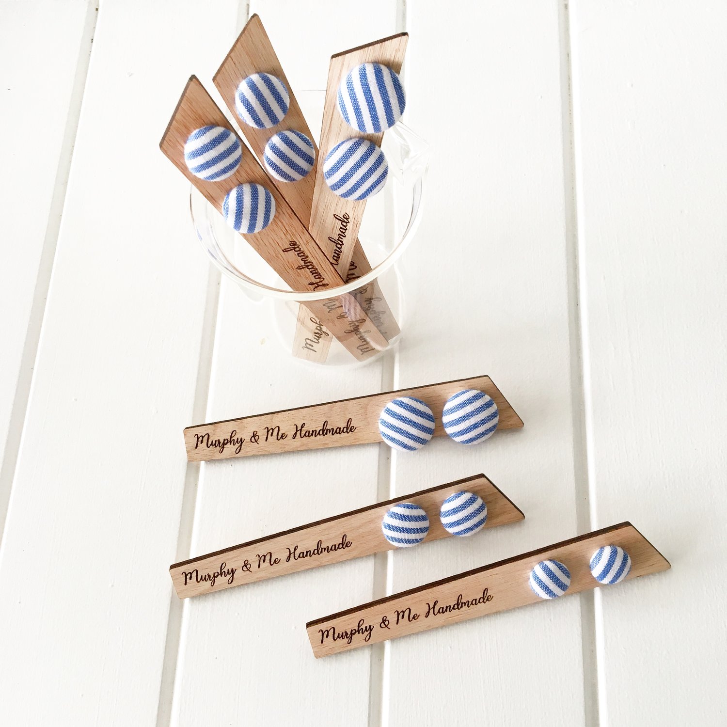 Image of Chambray Stripe Fabric Studs