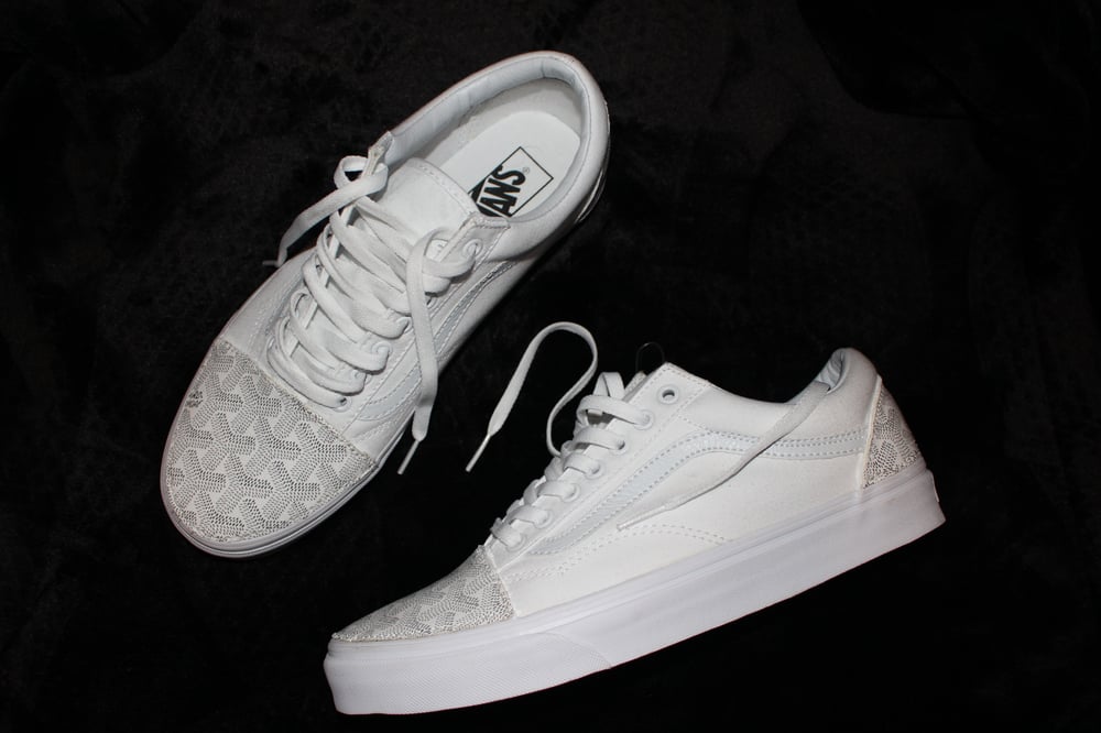 Image of White Gohard Old School Vans Custom