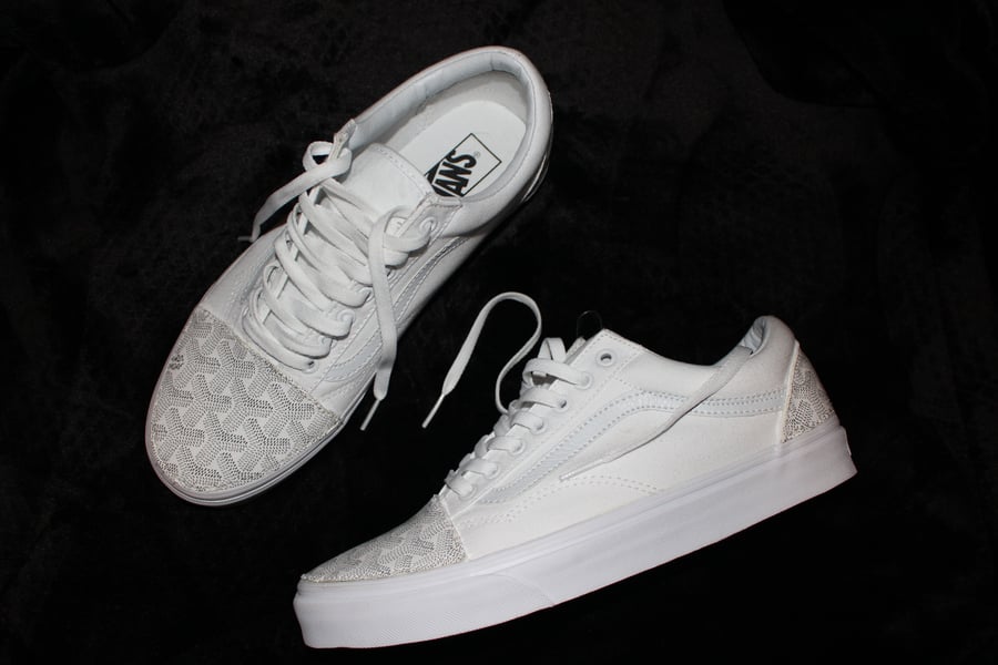 Image of White Gohard Old School Vans Custom