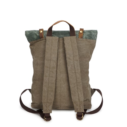 Image of Vintage Canvas Leather Backpack Hiking Daypacks Laptop Backpacks Unisex Casual Rucksack YD5191-1