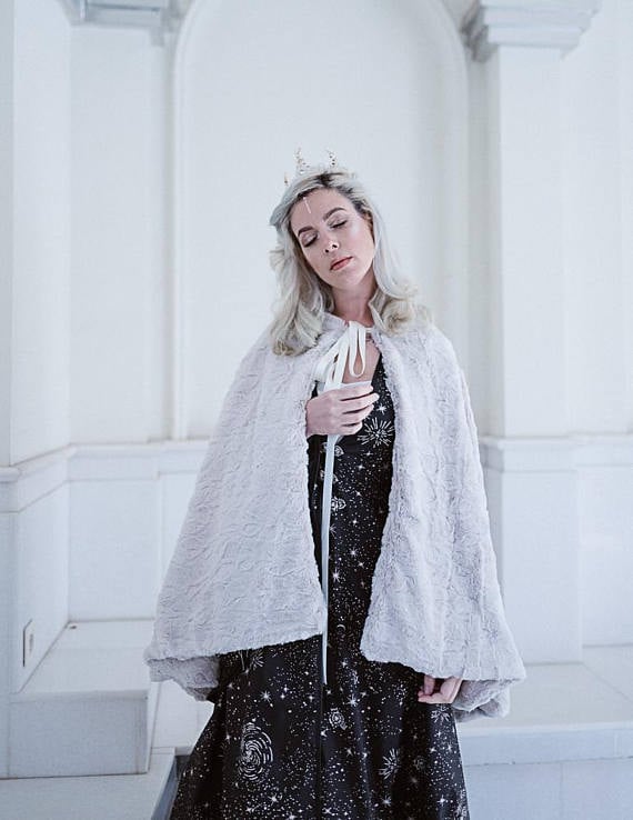 Image of Bridal Faux Fur Ivory Cape