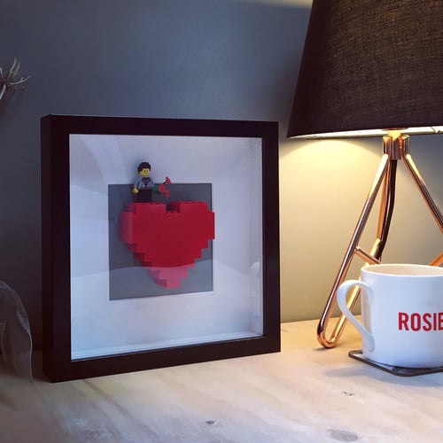 Image of Framed Red Lego® Heart & Mini Figure