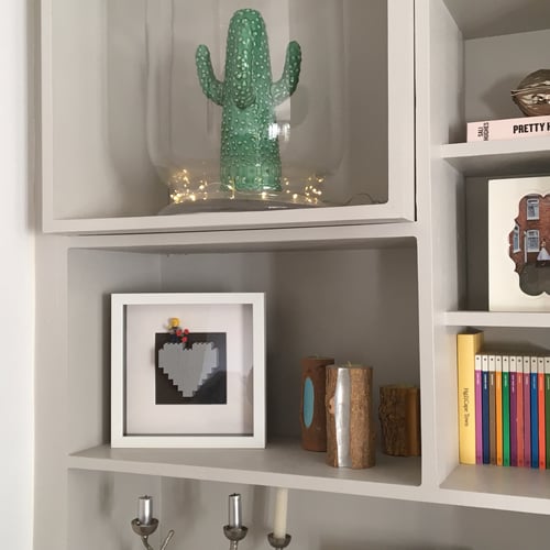 Image of Framed Grey Lego® Heart & Mini Figure