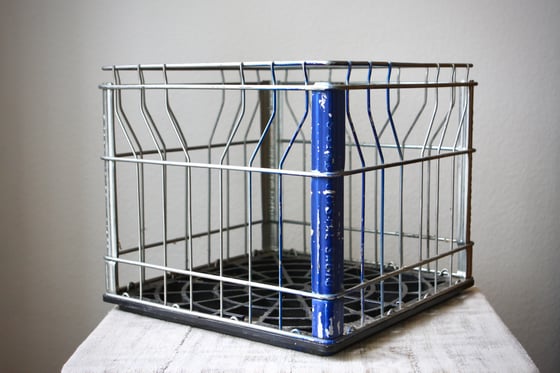 Image of Vintage Wire Metal Milk Crate from the Crystal Creamery in Sacramento, CA FREE SHIPPING