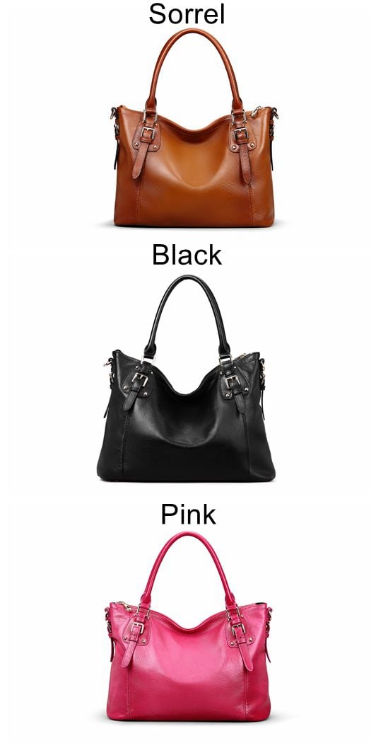 3 Colors Women's Leather Shoulder Handbags Large Capacity Totes Work ...